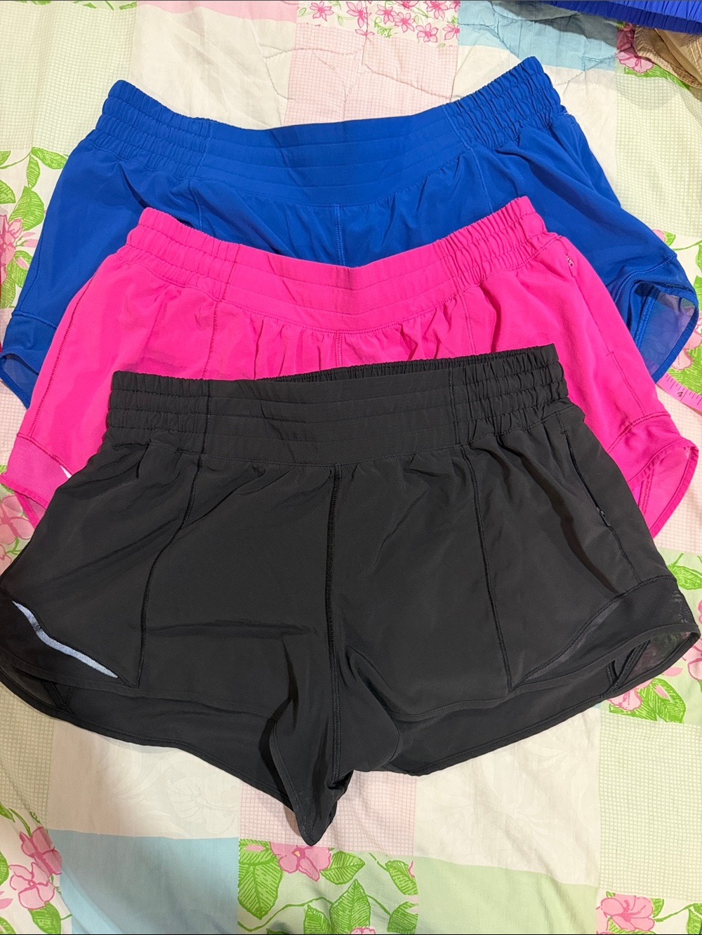 lululemon athletica Women’s Athletic Shorts - Black, Hot Pink & Royal Blue